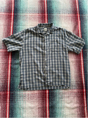 Ocean Pacific OP Loop Collar Shirt L Blue White Plaid